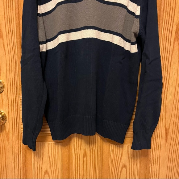Eddie Bauer Sweater Mens Navy Blue Quarter Zip Cotton Pullover Large - Picture 3 of 6